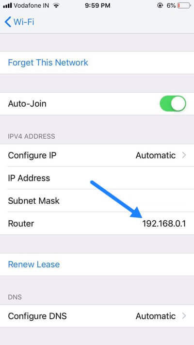 hitta router ip android