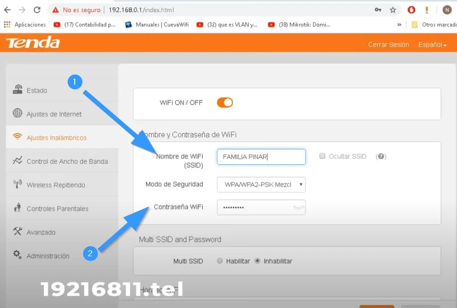 configurar nombre y contraseña router wifi tenda