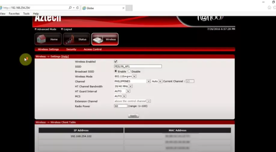 Iniciar sesión Router Aztech 1 Aztech1 1
