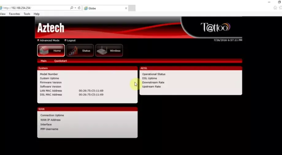 Iniciar sesión Router Aztech 2 Aztech2 2