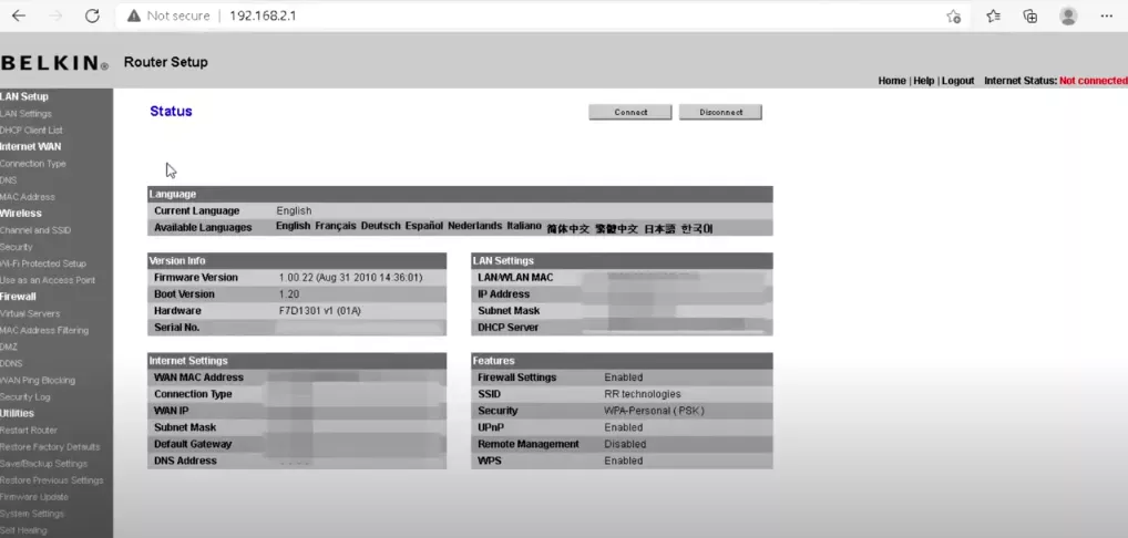 Iniciar sesión Router Belkin 1 Belkin1 1